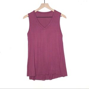 Purple V Neck Tank Top Flowy Lightweight Sleeveless Casual Basic Tee M